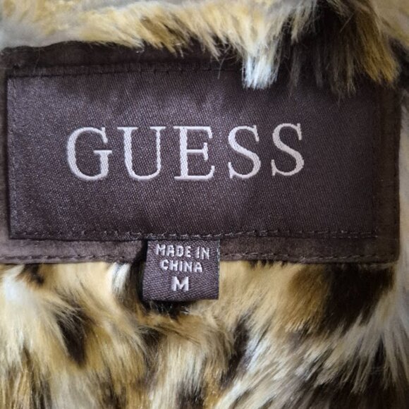 GUESS Women's Suede Leather Jacket with Animal Faux Fur Lining - NWT - M - Picture 3 of 9